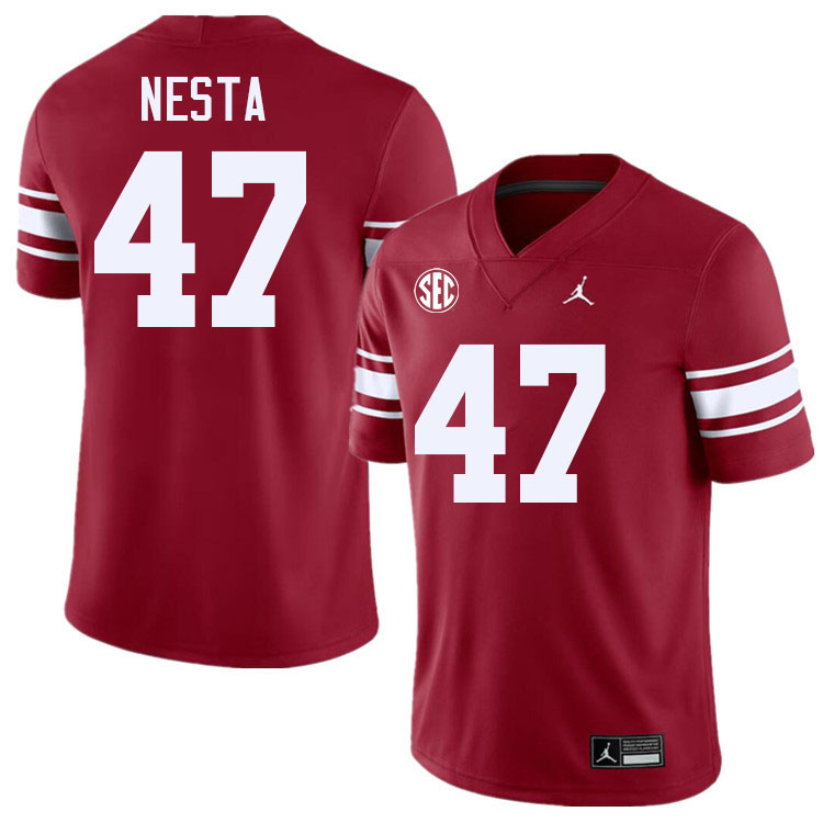 Men #47 James Nesta Oklahoma Sooners 2024 SEC Conference College Football Jerseys-Throwback